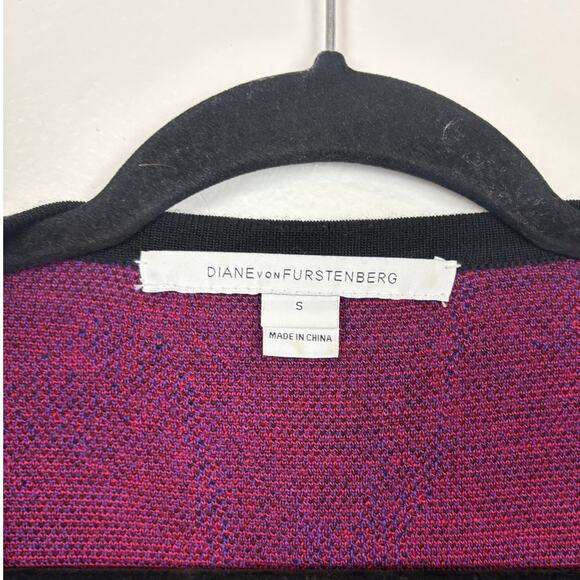 Diane Von Furstenberg Swirl Knit Wool Printed Long Sleeve Wrap Dress Small - Picture 5 of 5